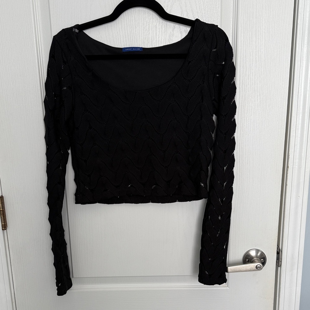 Sweet Claire Black Knit Crop Top